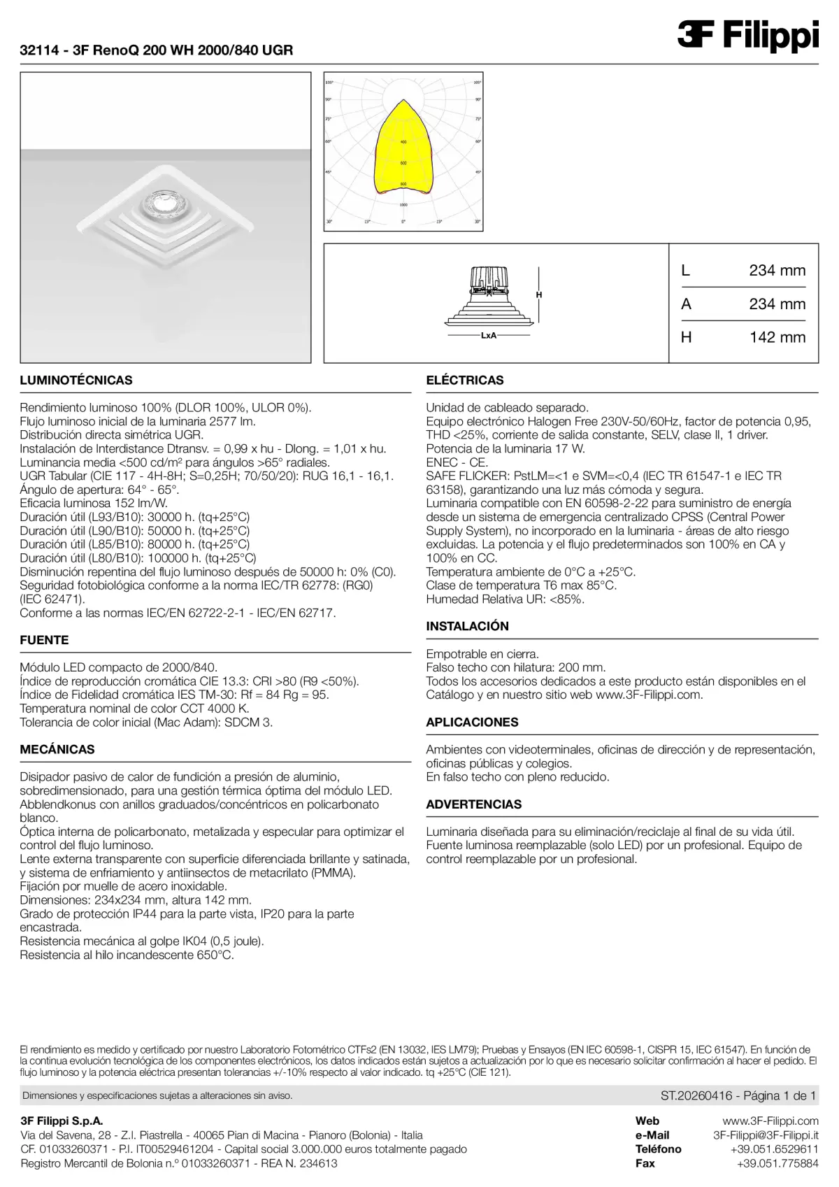 32114 - 3F RenoQ 200 WH 2000-840 UGR - Datasheet - es