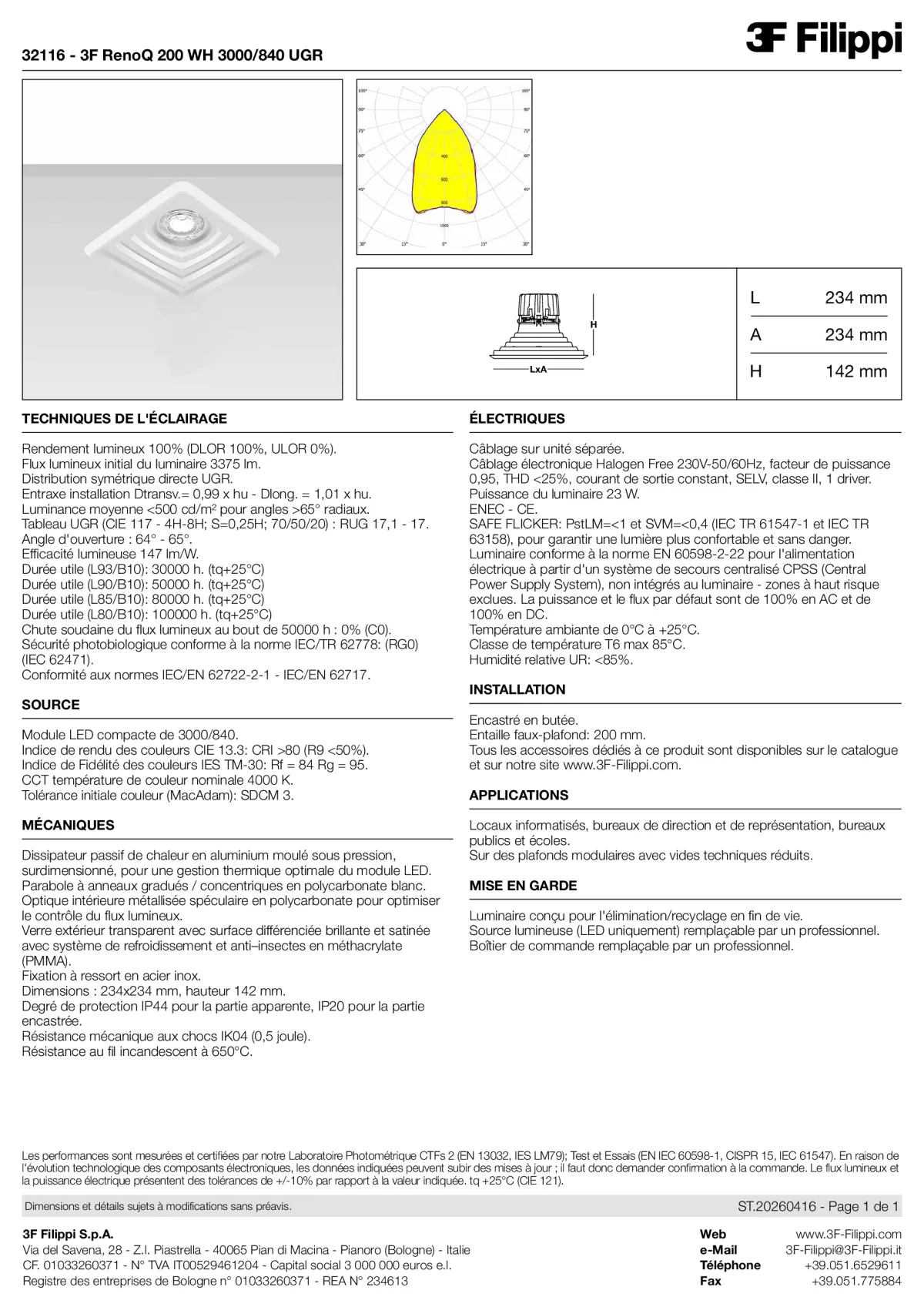 32116 - 3F RenoQ 200 WH 3000-840 UGR - Datasheet - fr
