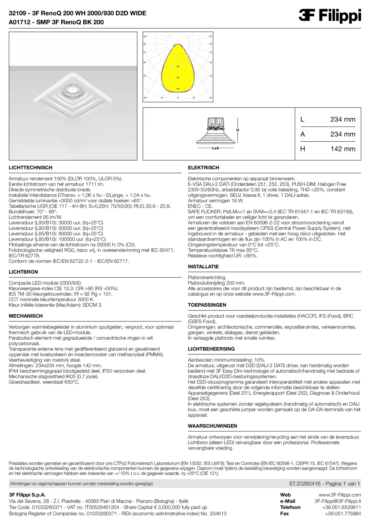 32109+A01712 - 3F RenoQ 200 WH 2000-930 D2D WIDE + SMP BK - Datasheet - nl
