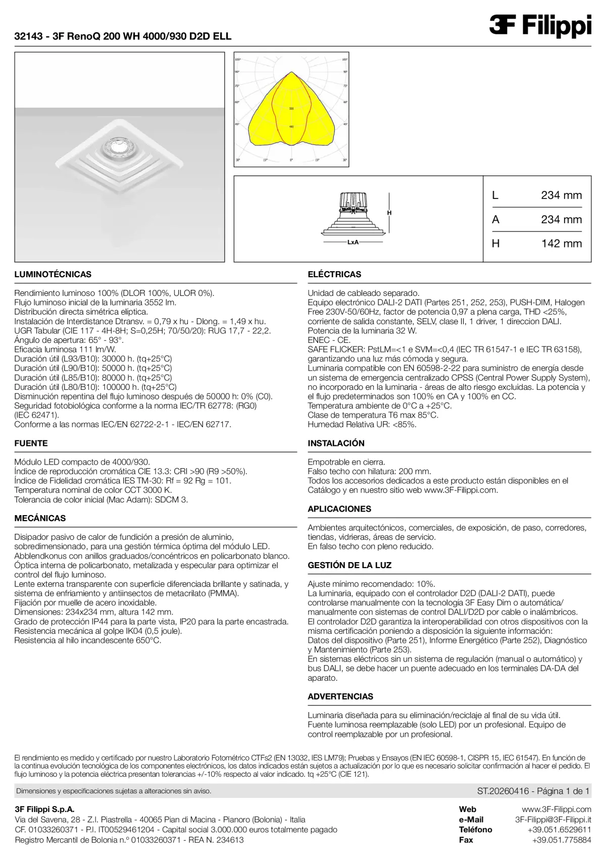 32143 - 3F RenoQ 200 WH 4000-930 D2D ELL - Datasheet - es
