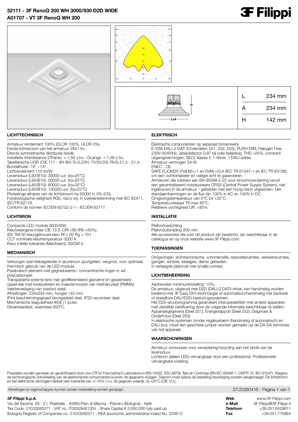 32111+A01707 - 3F RenoQ 200 WH 3000-930 D2D WIDE + VT WH - Datasheet - nl