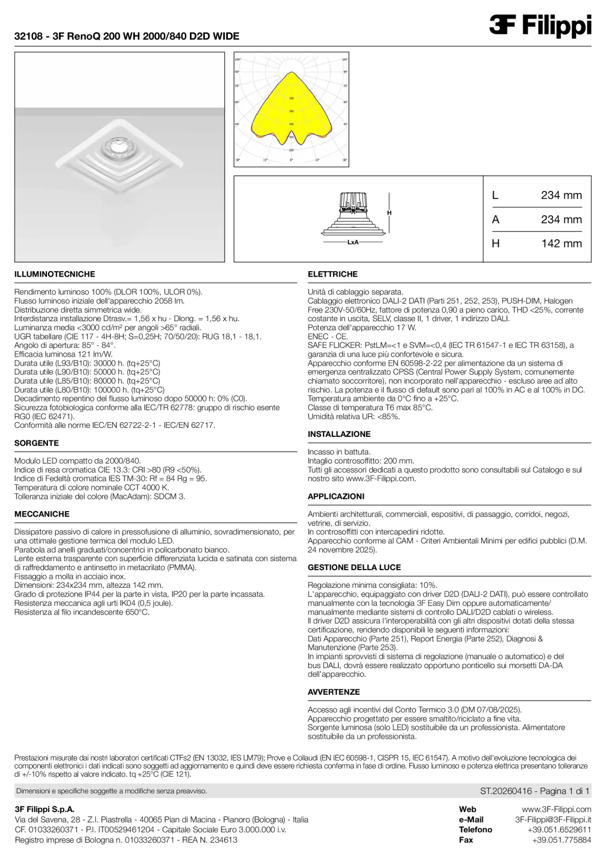 32108 - 3F RenoQ 200 WH 2000-840 D2D WIDE - Datasheet - it