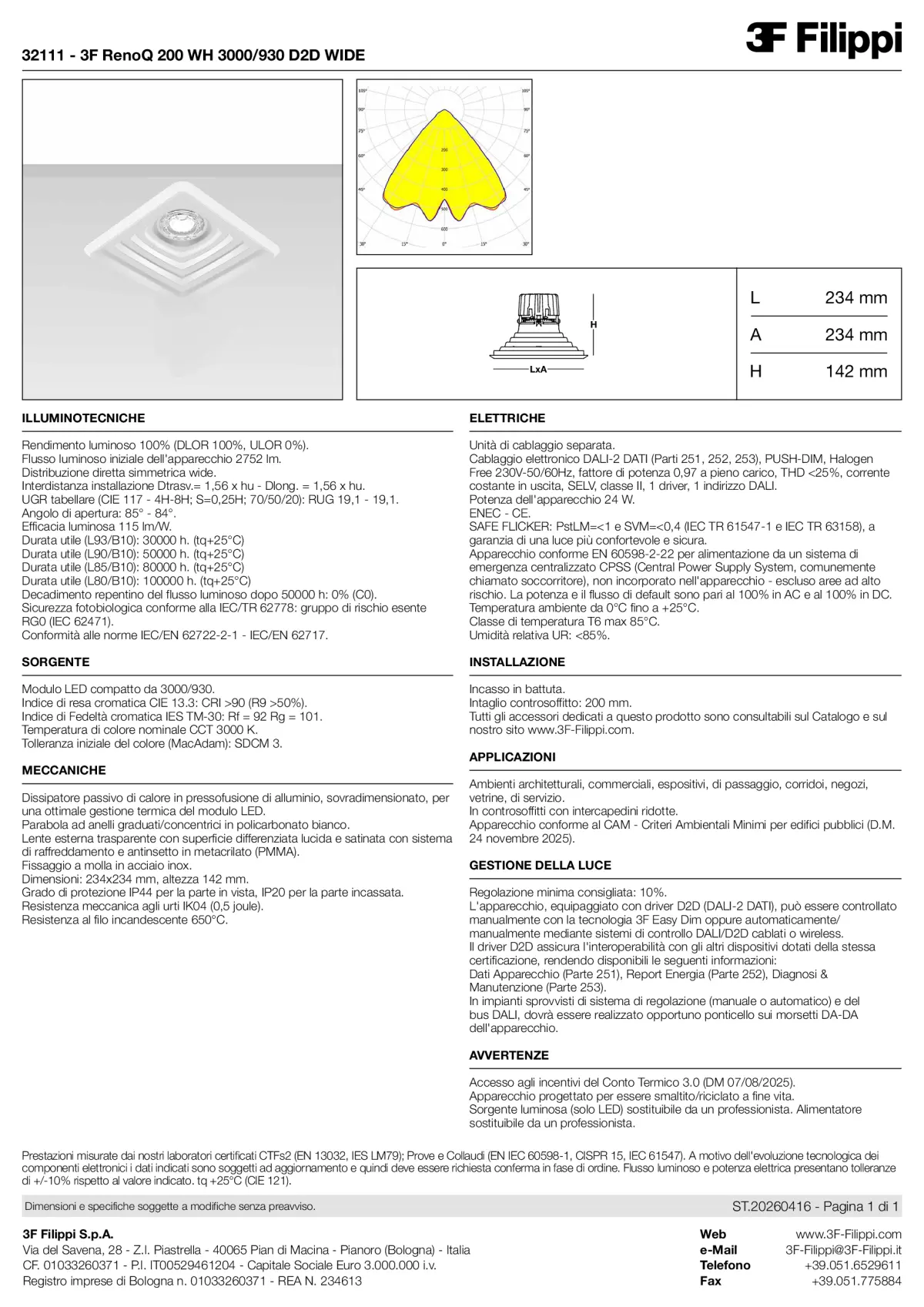 32111 - 3F RenoQ 200 WH 3000-930 D2D WIDE - Datasheet - it