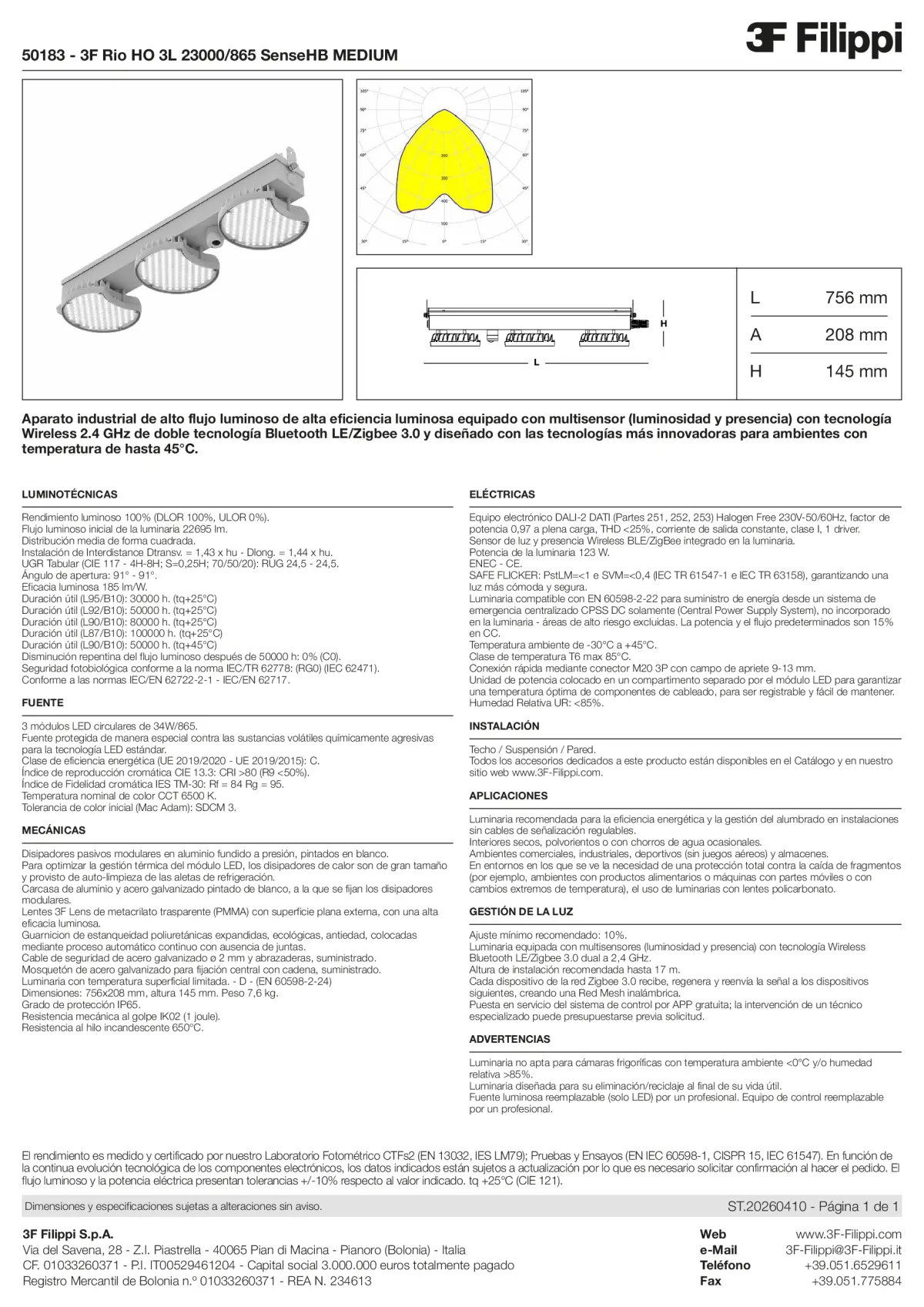 50183 - 3F Rio HO 3L 23000-865 SenseHB MEDIUM - Datasheet - es