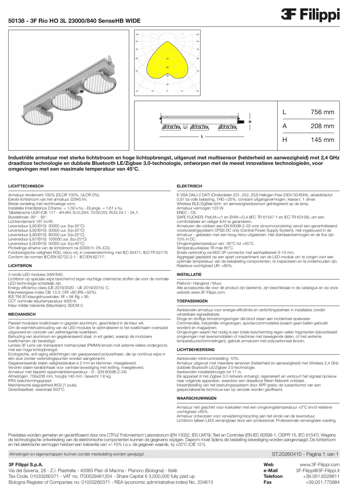 50138 - 3F Rio HO 3L 23000-840 SenseHB WIDE - Datasheet - nl