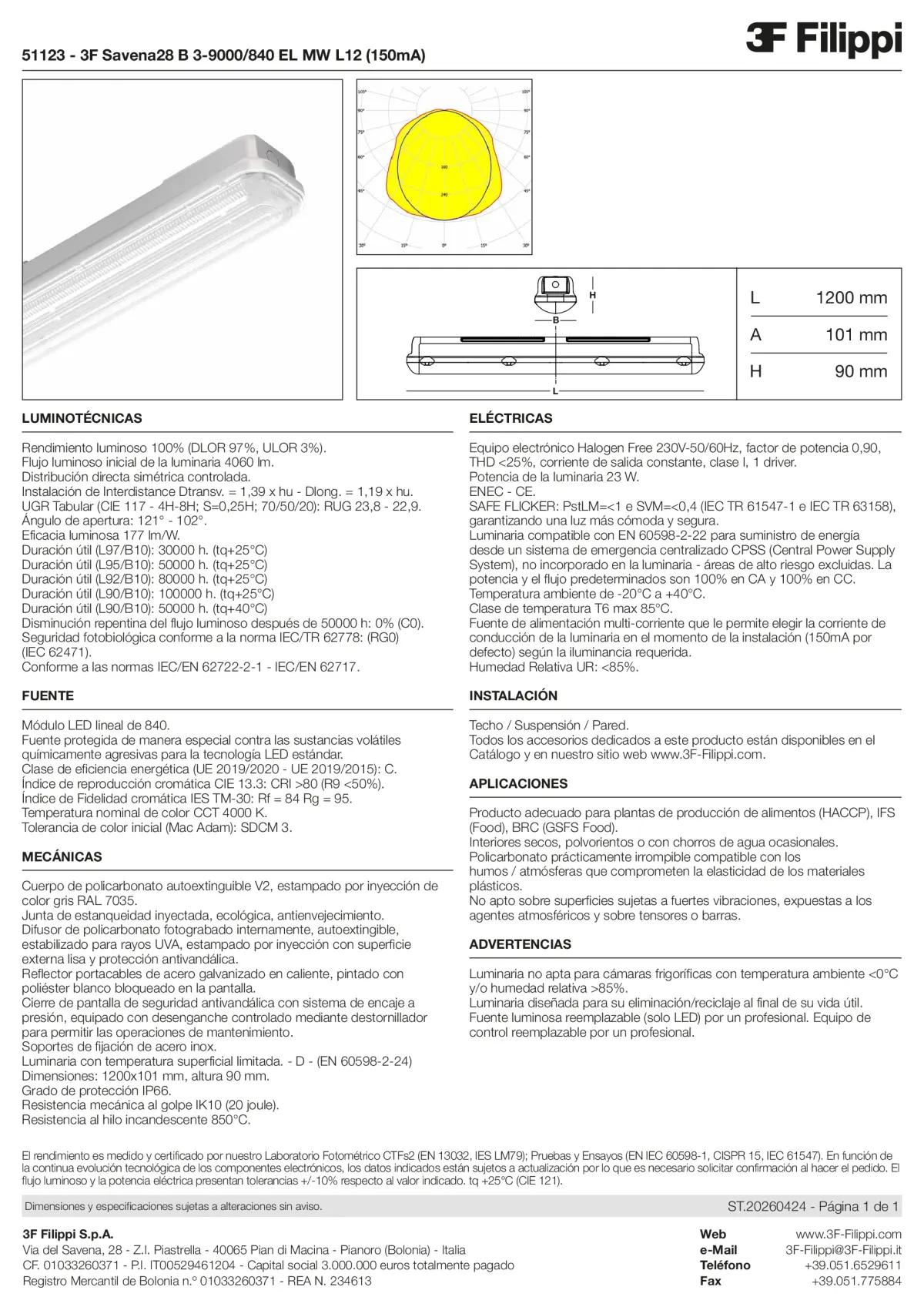 51123 - 3F Savena28 B 3-9000-840 EL MW L12 (150mA) - Datasheet - es