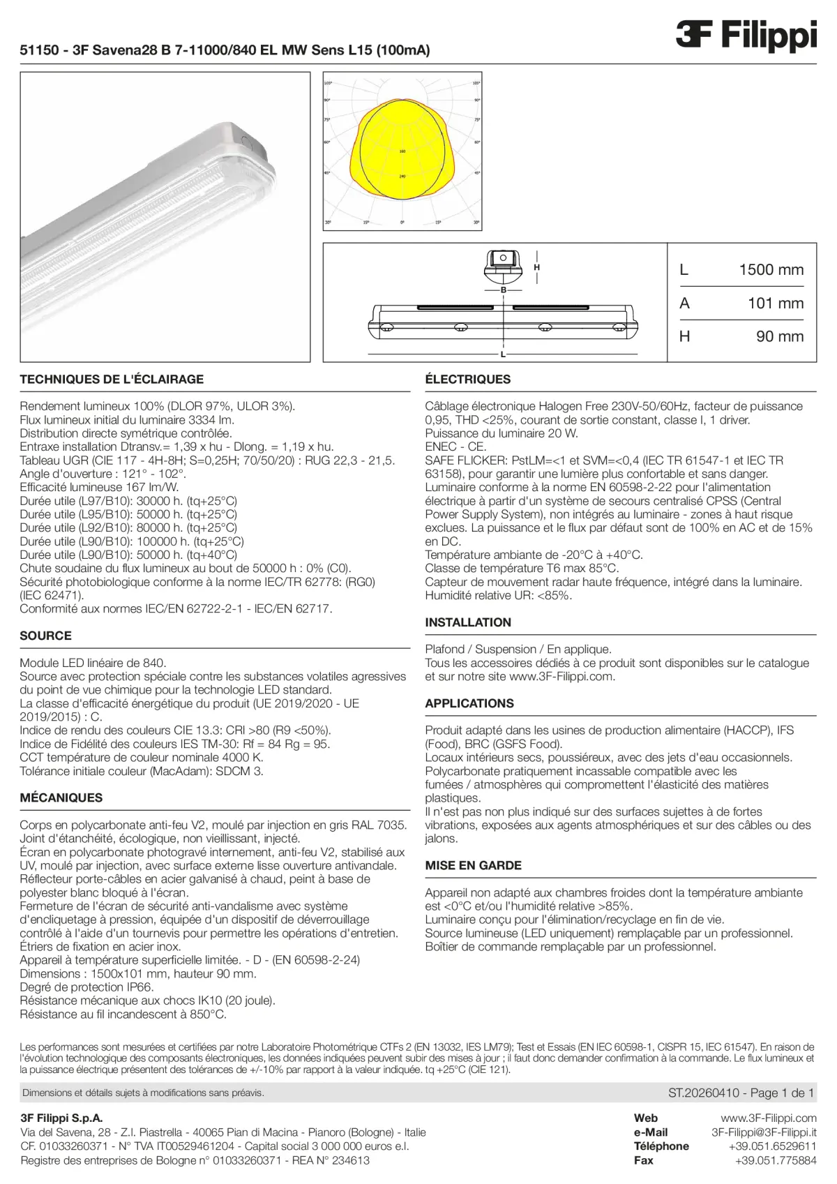 51150 - 3F Savena28 B 7-11000-840 EL MW Sens L15 (100mA) - Datasheet - fr