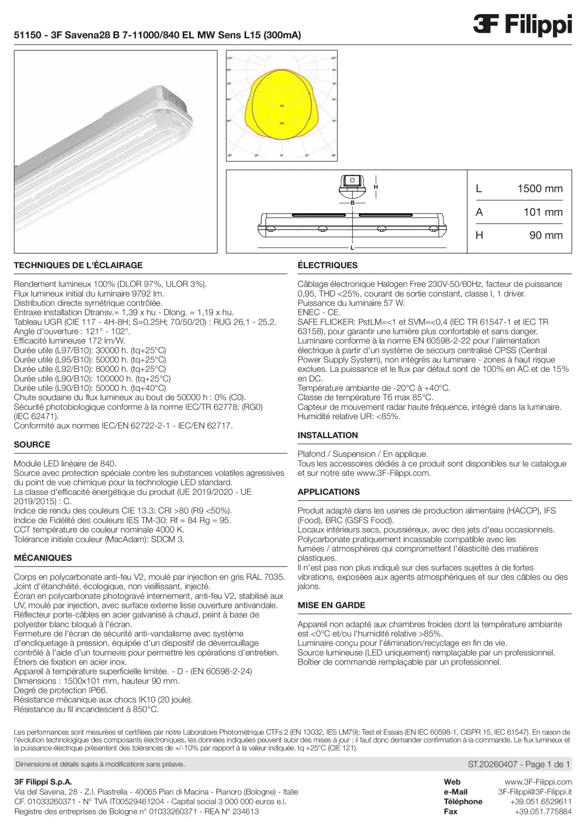 51150 - 3F Savena28 B 7-11000-840 EL MW Sens L15 (300mA) - Datasheet - fr
