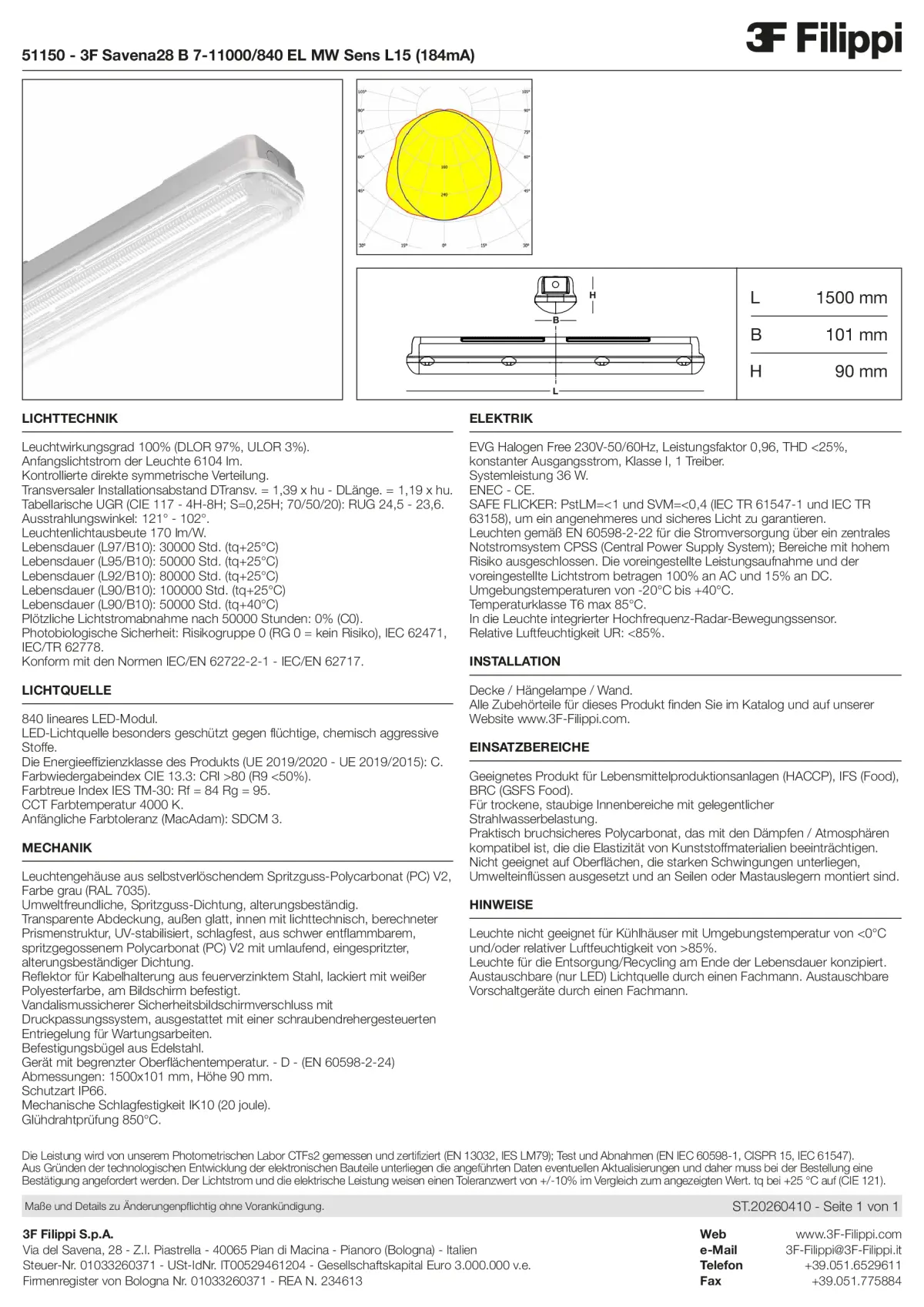 51150 - 3F Savena28 B 7-11000-840 EL MW Sens L15 (184mA) - Datasheet - de