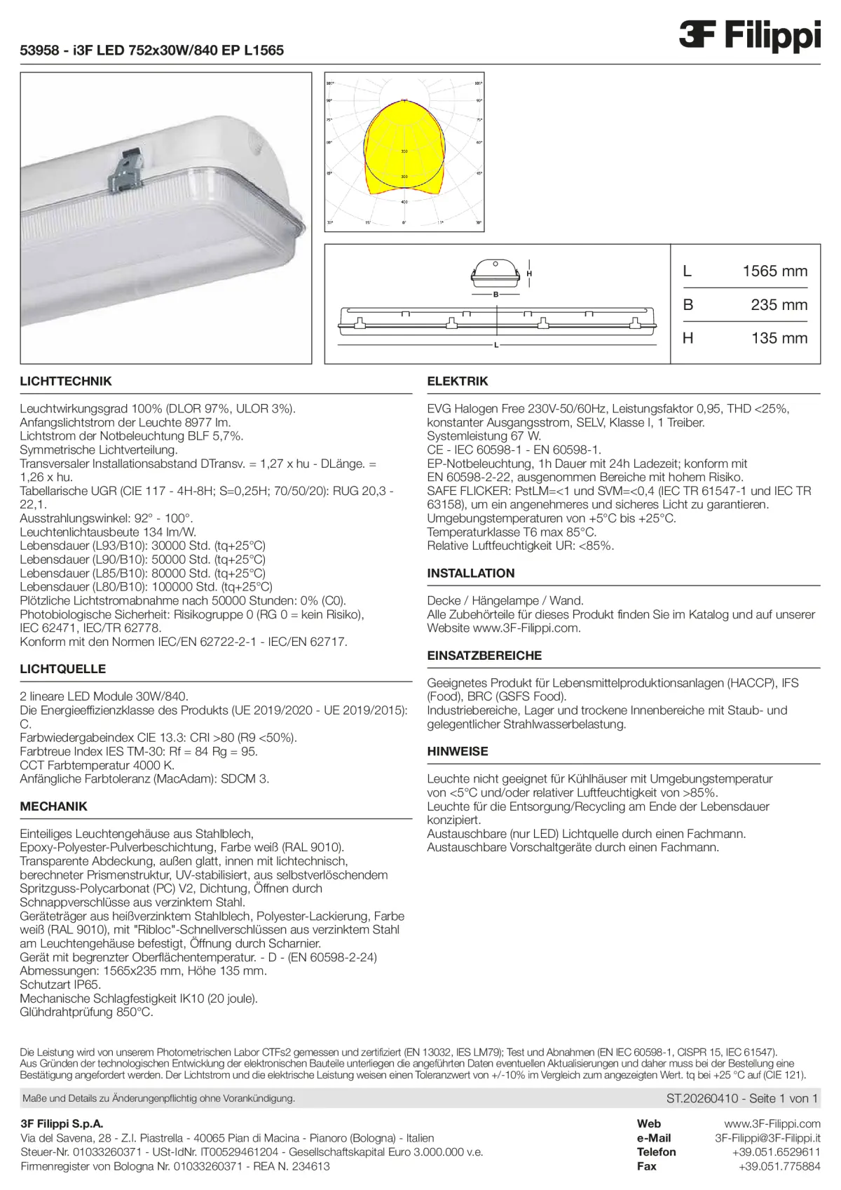 53958 - i3F LED 752x30W-840 EP L1565 - Datasheet - de