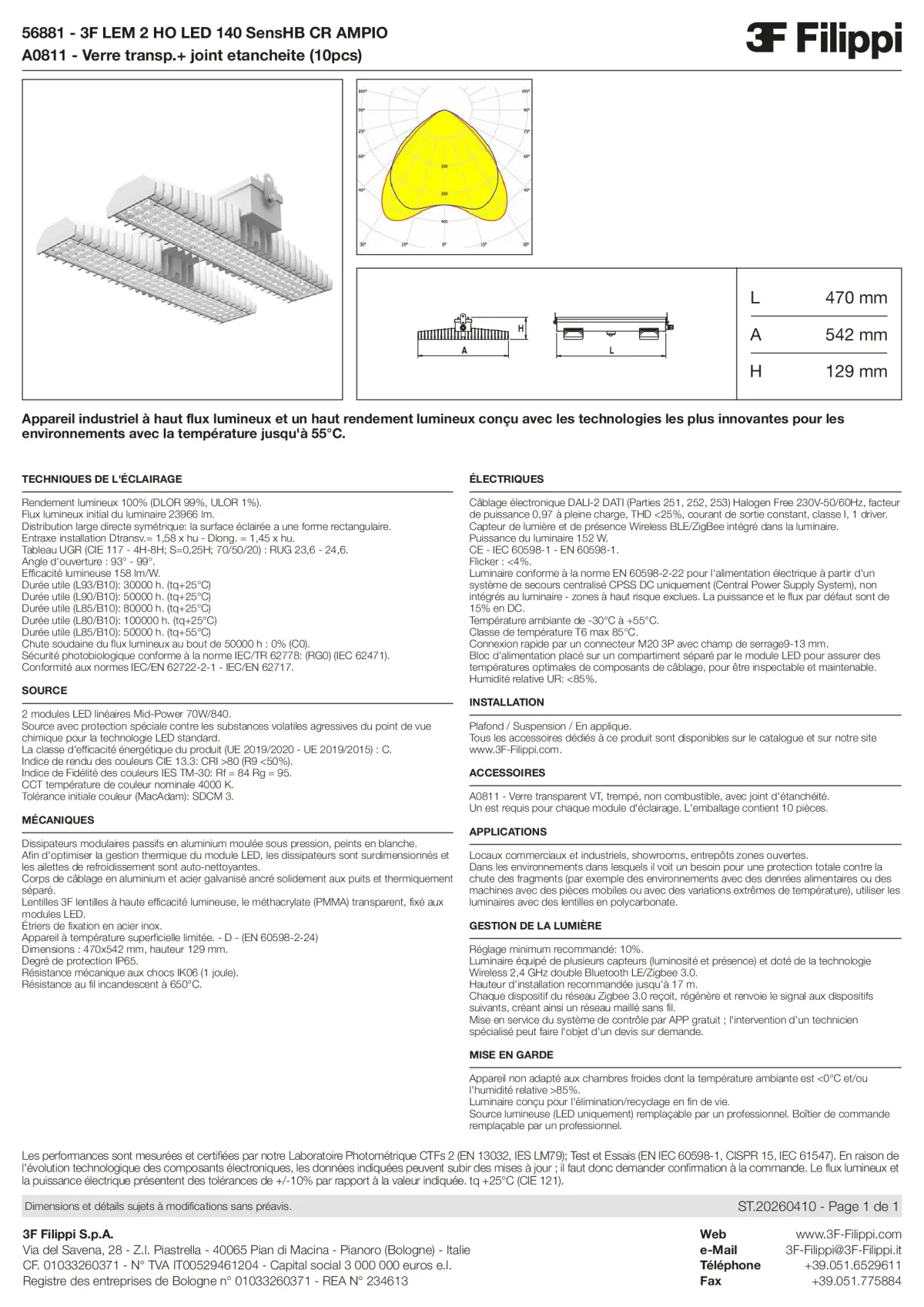56881+A0811 - 3F LEM 2 HO LED 140 SensHB CR AMPIO + VT - Datasheet - fr