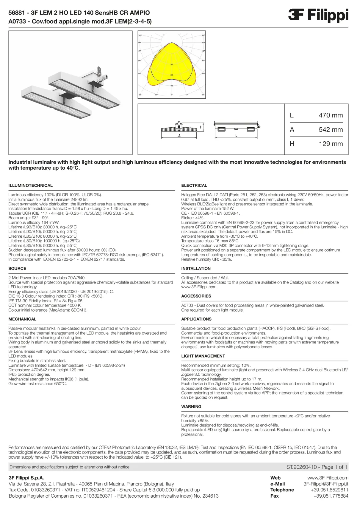 56881+A0733 - 3F LEM 2 HO LED 140 SensHB CR AMPIO + FOOD - Datasheet - en