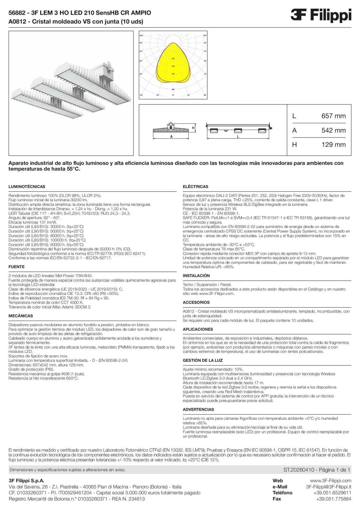 56882+A0812 - 3F LEM 3 HO LED 210 SensHB CR AMPIO + VS - Datasheet - es