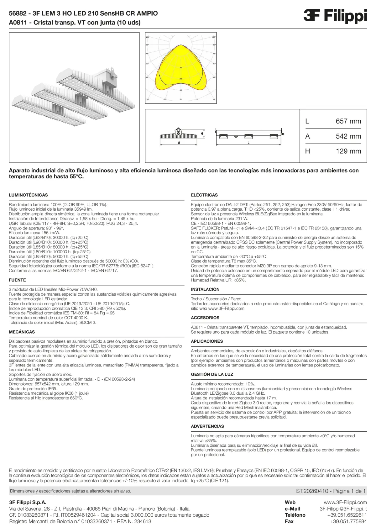 56882+A0811 - 3F LEM 3 HO LED 210 SensHB CR AMPIO + VT - Datasheet - es