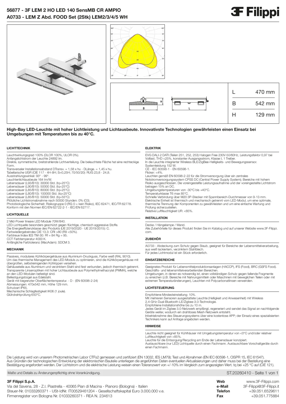 56877+A0733 - 3F LEM 2 HO LED 140 SensMB CR AMPIO + FOOD - Datasheet - de