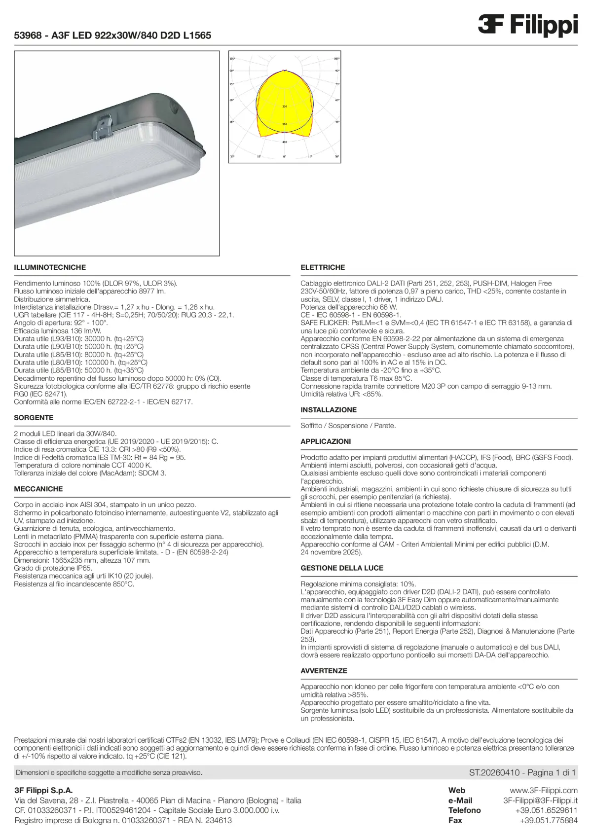53968 - A3F LED 922x30W-840 D2D L1565 - Datasheet - it