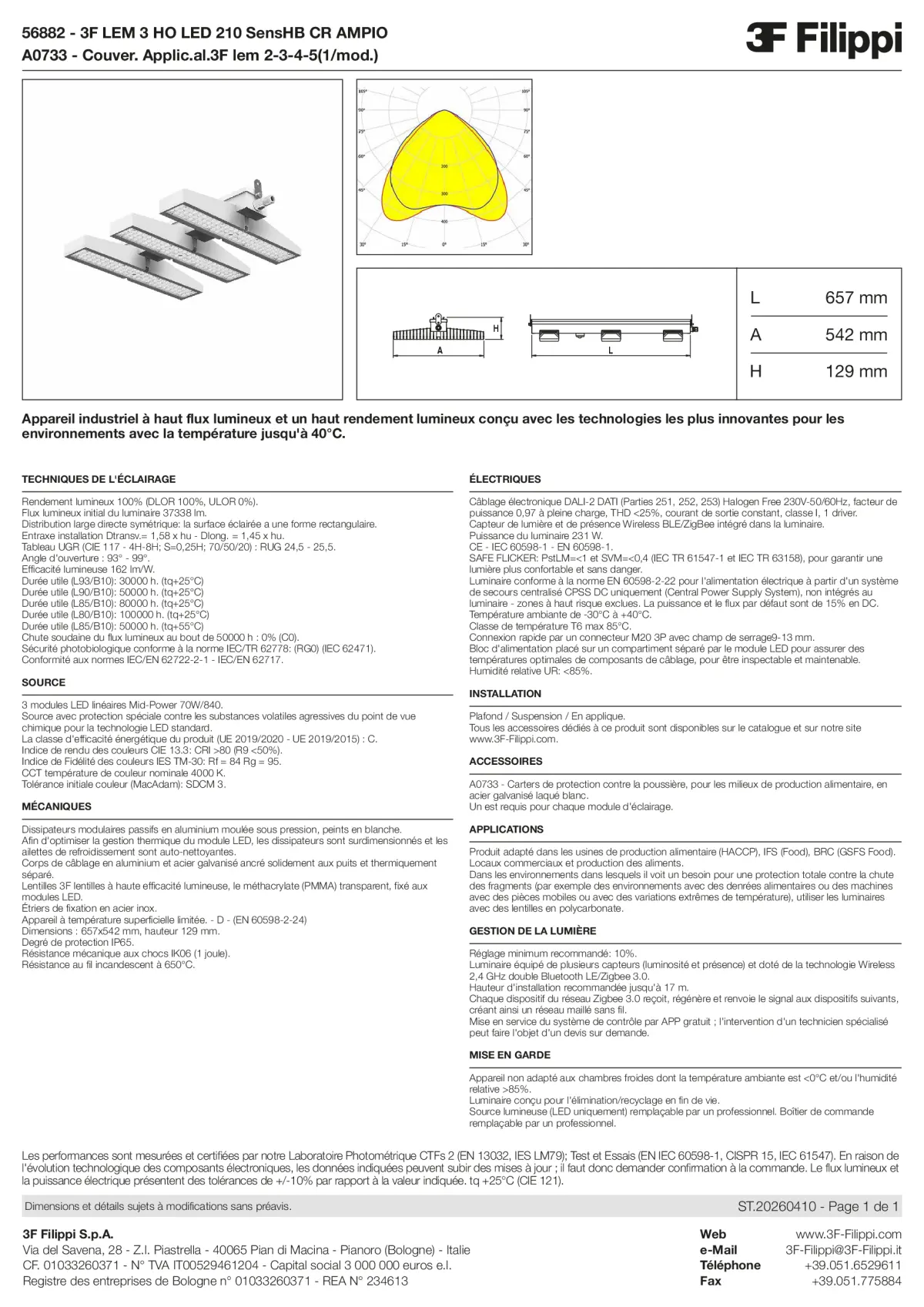56882+A0733 - 3F LEM 3 HO LED 210 SensHB CR AMPIO + FOOD - Datasheet - fr