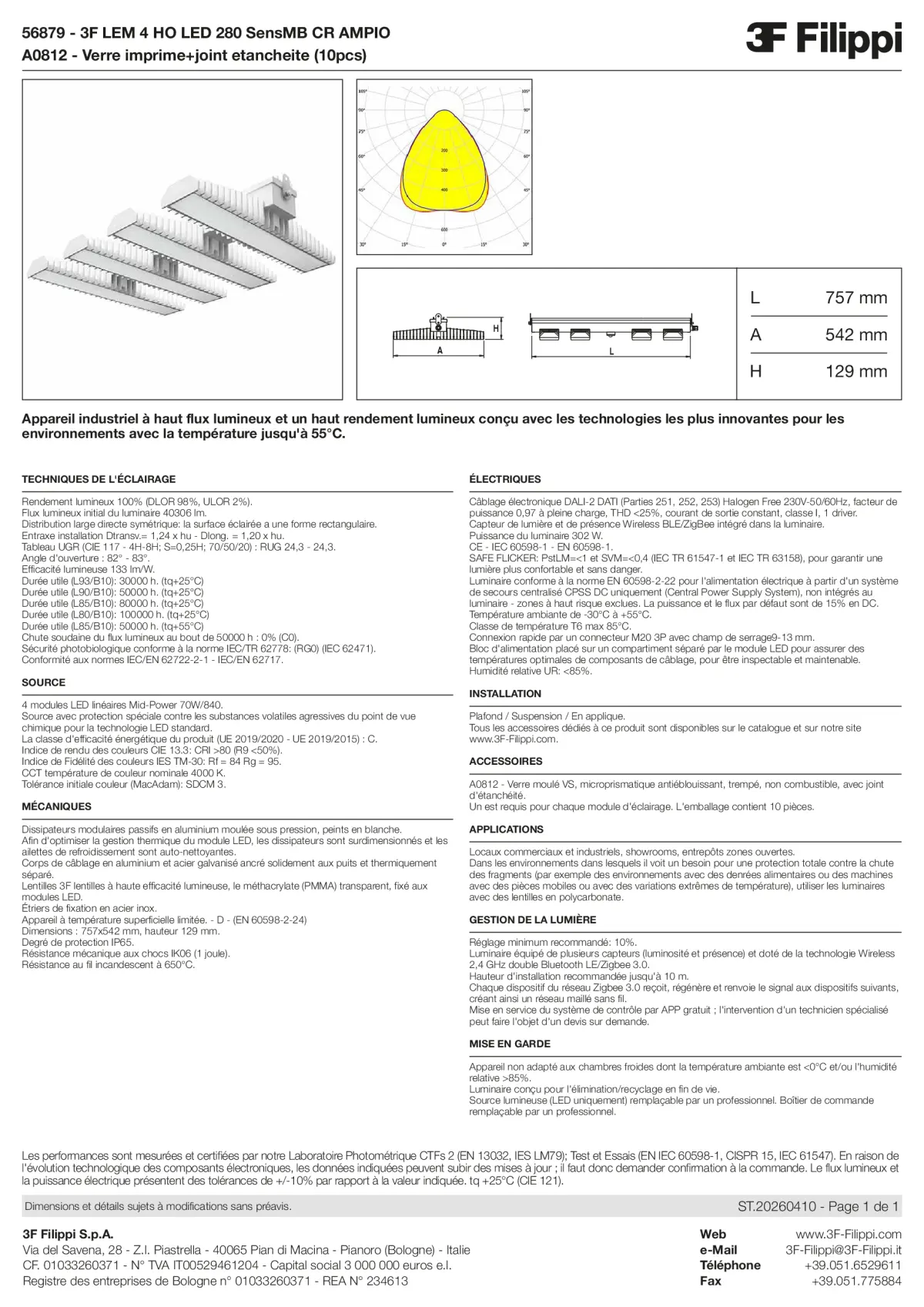 56879+A0812 - 3F LEM 4 HO LED 280 SensMB CR AMPIO + VS - Datasheet - fr