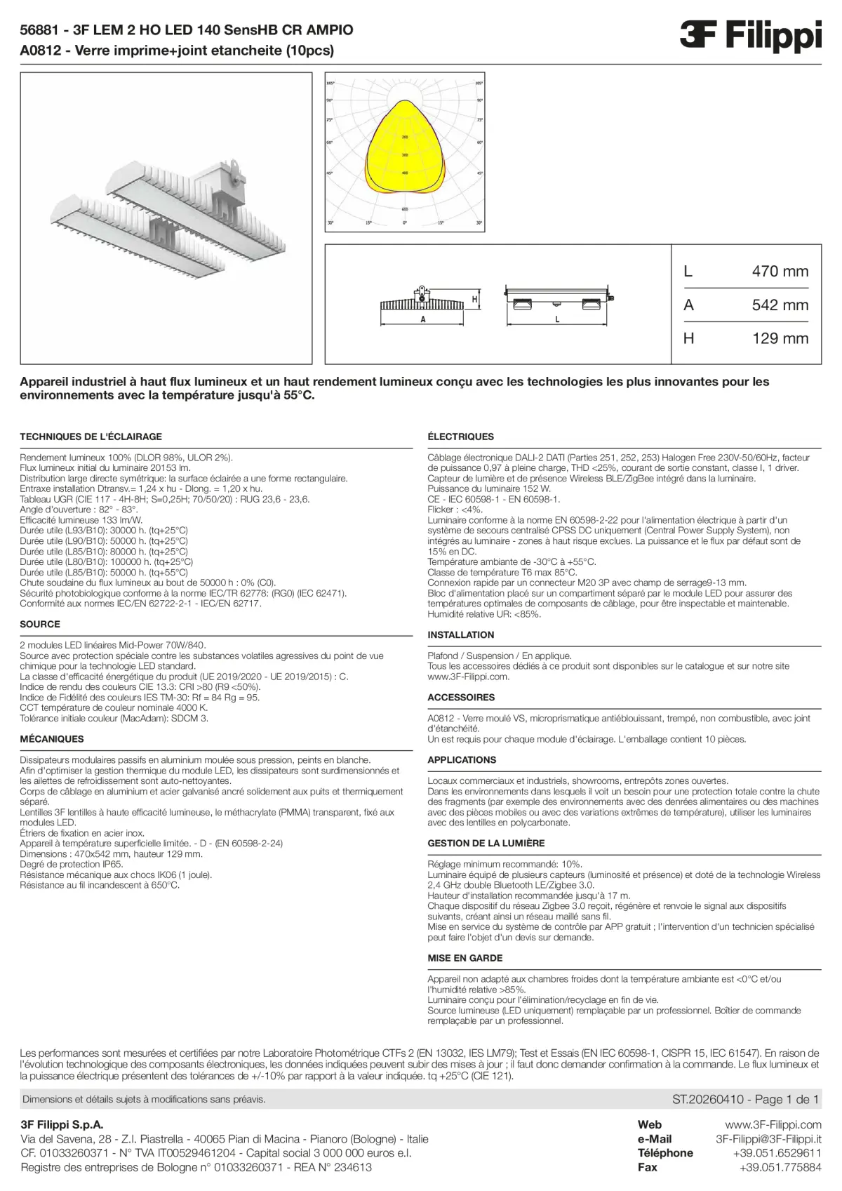 56881+A0812 - 3F LEM 2 HO LED 140 SensHB CR AMPIO + VS - Datasheet - fr