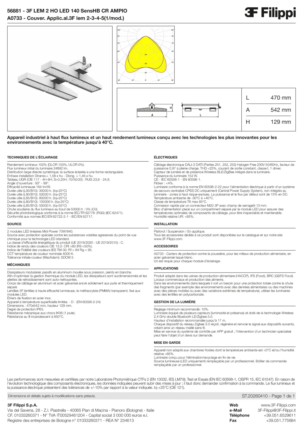 56881+A0733 - 3F LEM 2 HO LED 140 SensHB CR AMPIO + FOOD - Datasheet - fr
