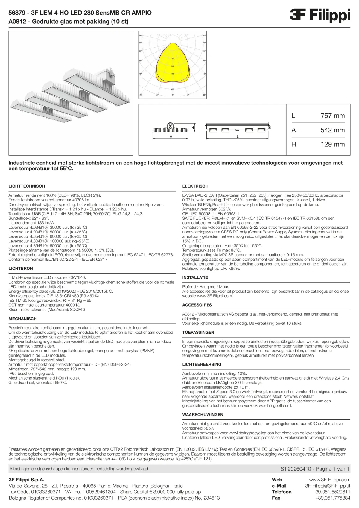 56879+A0812 - 3F LEM 4 HO LED 280 SensMB CR AMPIO + VS - Datasheet - nl