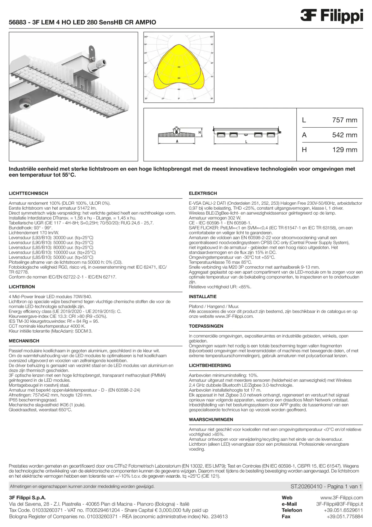 56883 - 3F LEM 4 HO LED 280 SensHB CR AMPIO - Datasheet - nl