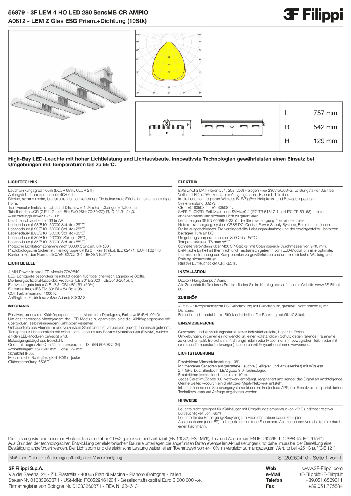 56879+A0812 - 3F LEM 4 HO LED 280 SensMB CR AMPIO + VS - Datasheet - de