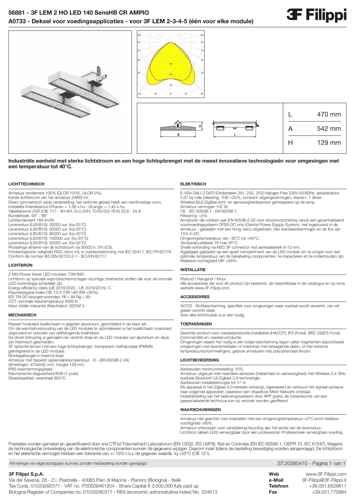 56881+A0733 - 3F LEM 2 HO LED 140 SensHB CR AMPIO + FOOD - Datasheet - nl