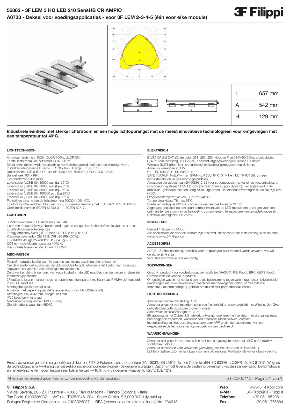 56882+A0733 - 3F LEM 3 HO LED 210 SensHB CR AMPIO + FOOD - Datasheet - nl
