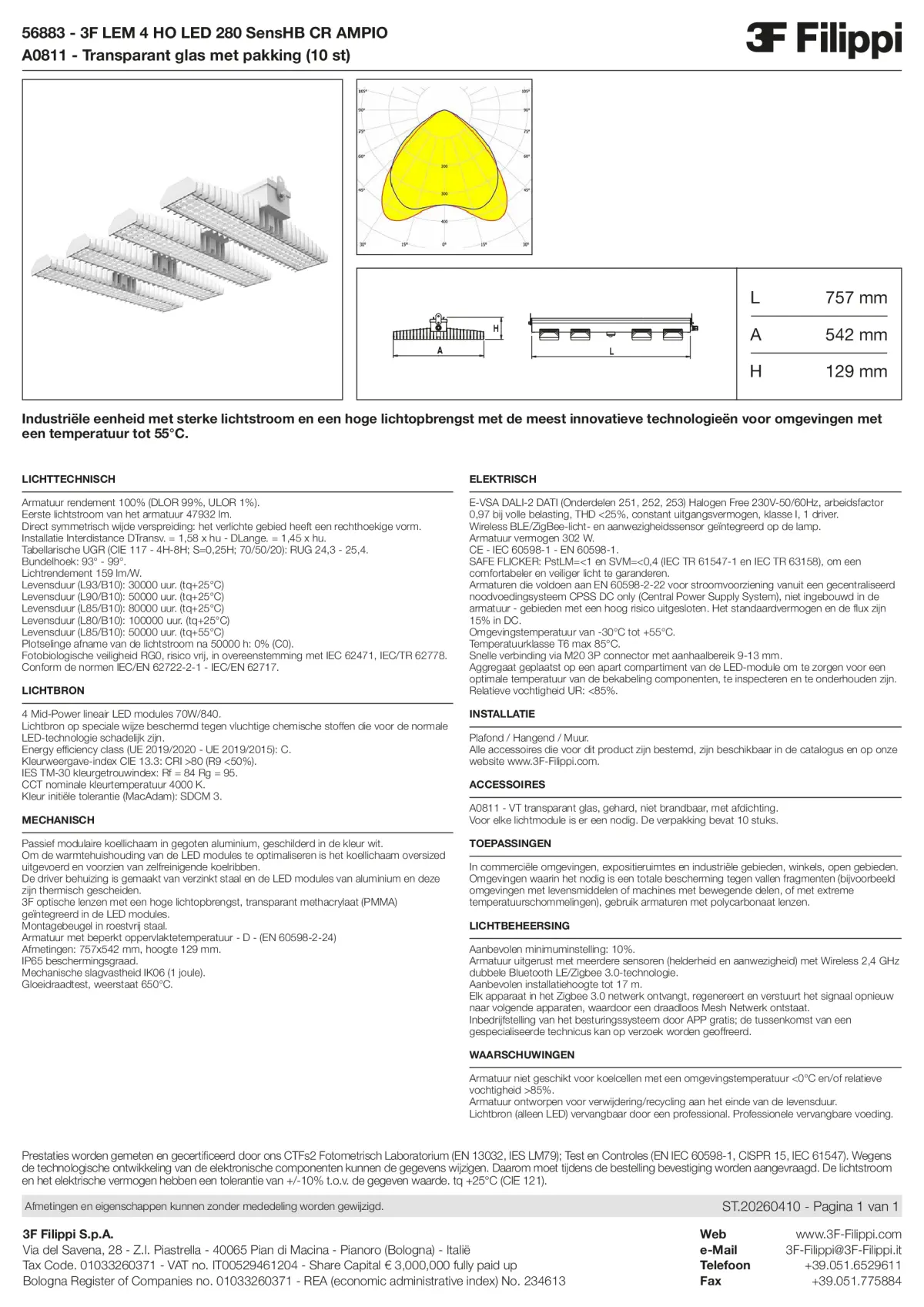 56883+A0811 - 3F LEM 4 HO LED 280 SensHB CR AMPIO + VT - Datasheet - nl