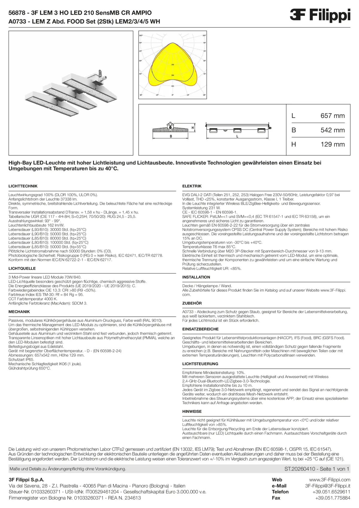 56878+A0733 - 3F LEM 3 HO LED 210 SensMB CR AMPIO + FOOD - Datasheet - de