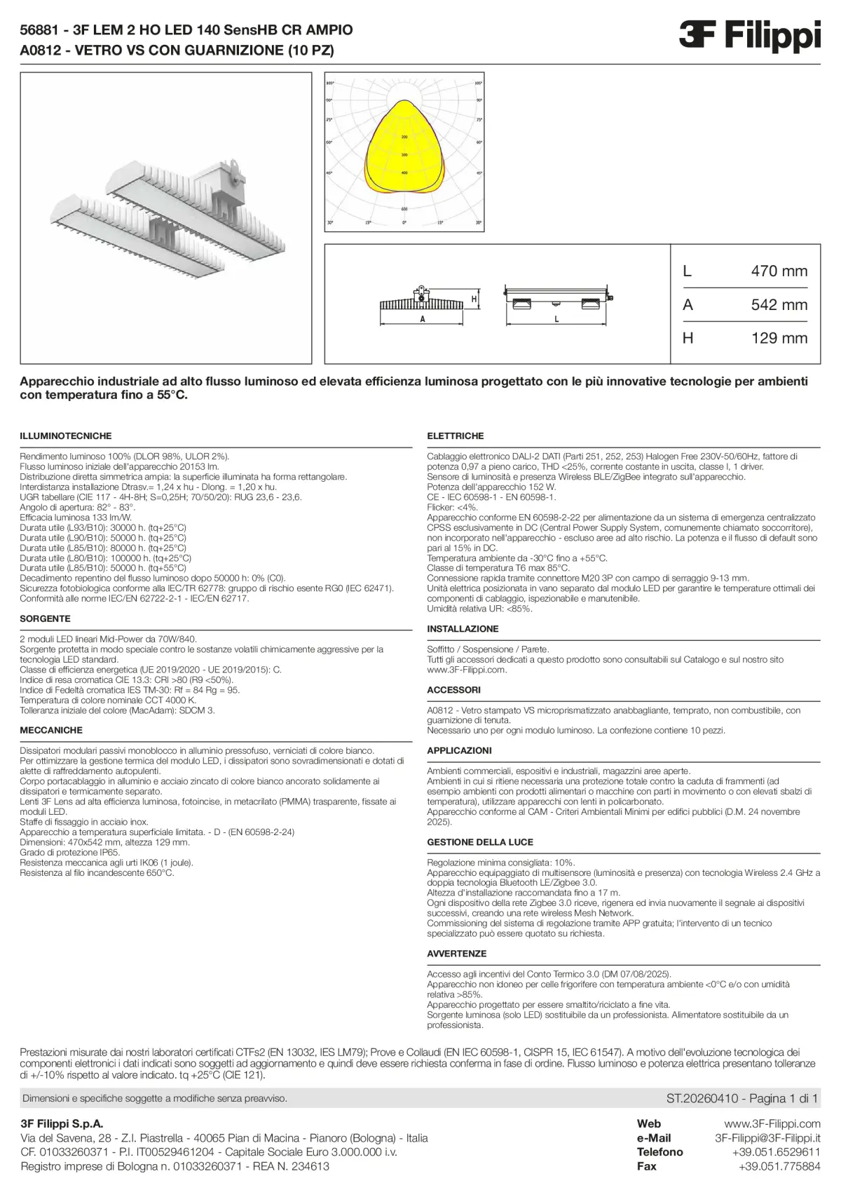 56881+A0812 - 3F LEM 2 HO LED 140 SensHB CR AMPIO + VS - Datasheet - it
