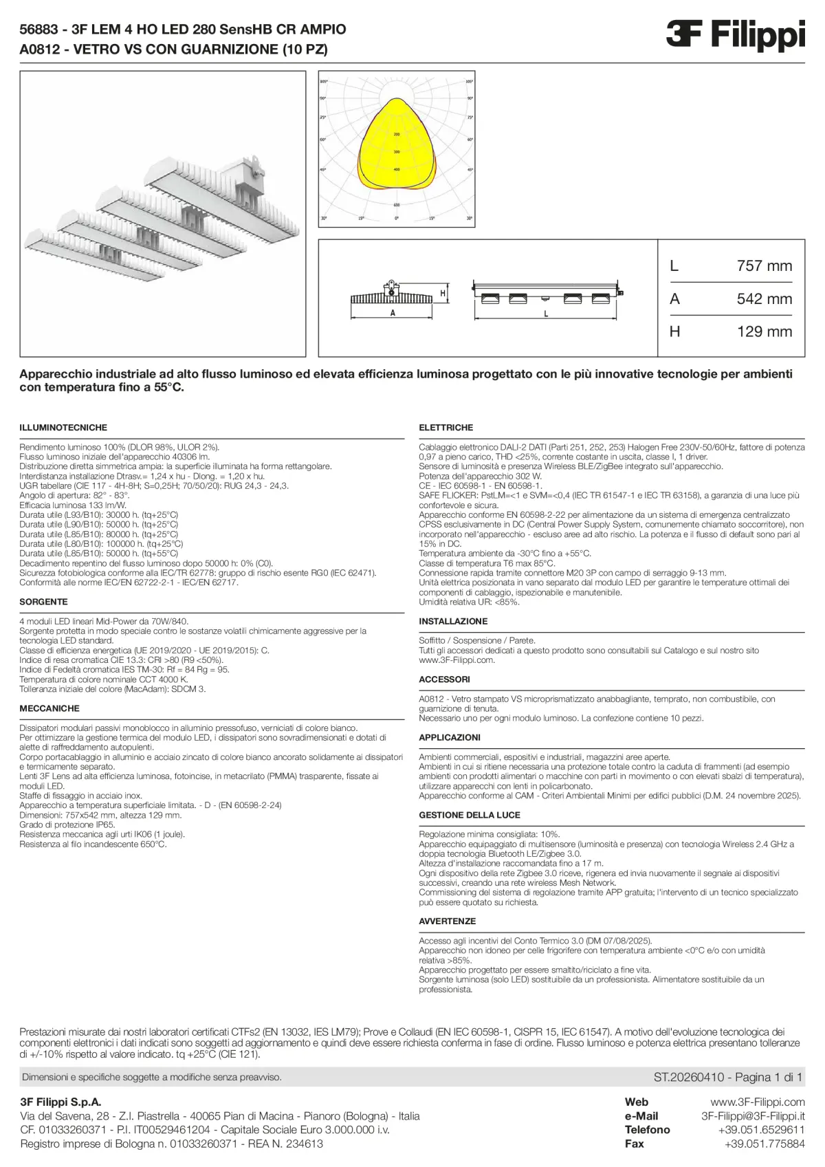 56883+A0812 - 3F LEM 4 HO LED 280 SensHB CR AMPIO + VS - Datasheet - it