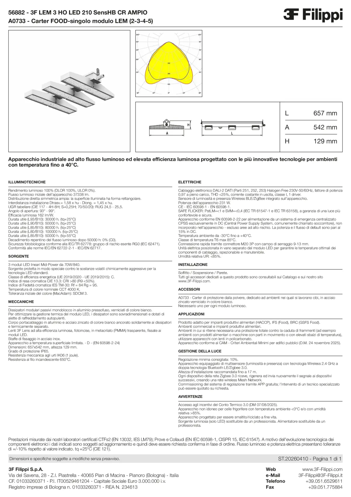56882+A0733 - 3F LEM 3 HO LED 210 SensHB CR AMPIO + FOOD - Datasheet - it