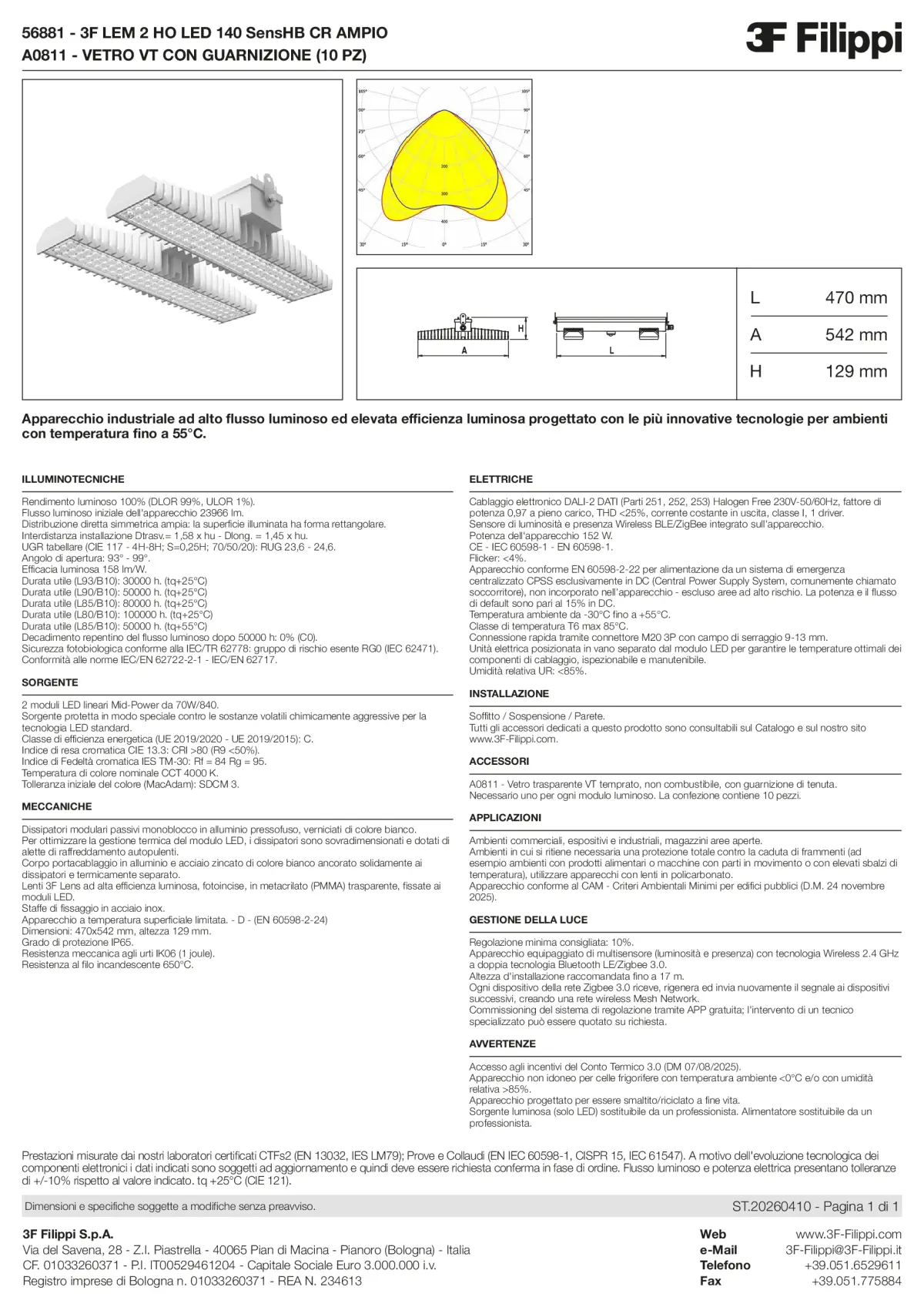 56881+A0811 - 3F LEM 2 HO LED 140 SensHB CR AMPIO + VT - Datasheet - it