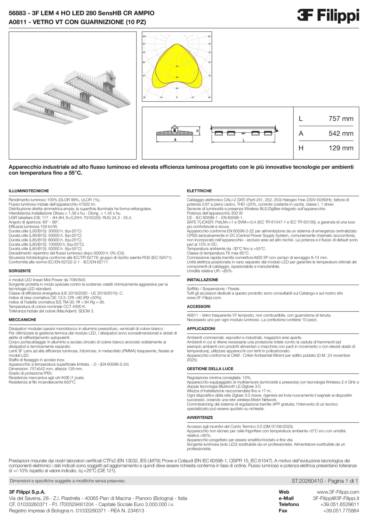 56883+A0811 - 3F LEM 4 HO LED 280 SensHB CR AMPIO + VT - Datasheet - it
