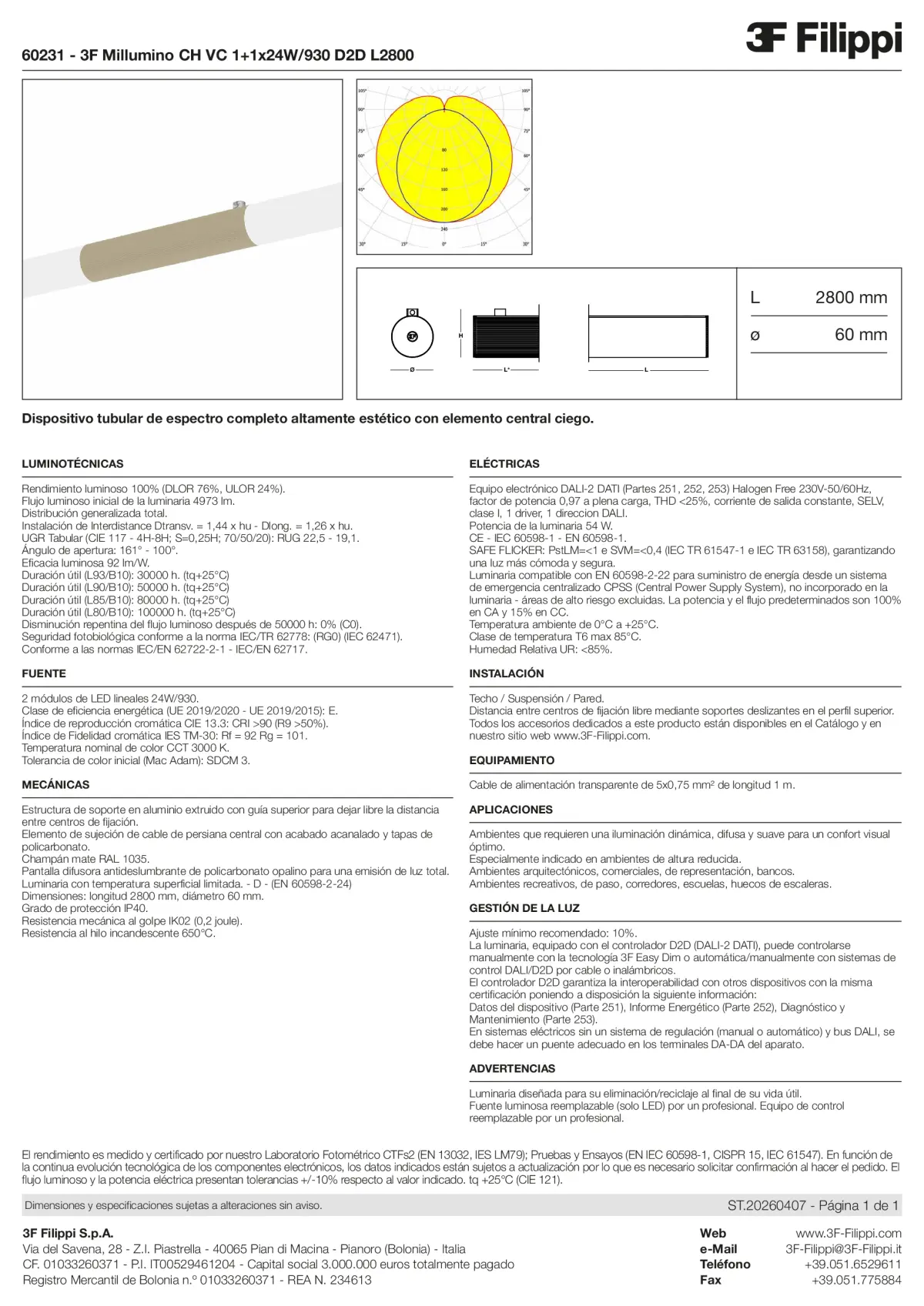 60231 - 3F Millumino CH VC 1+1x24W-930 D2D L2800 - Datasheet - es