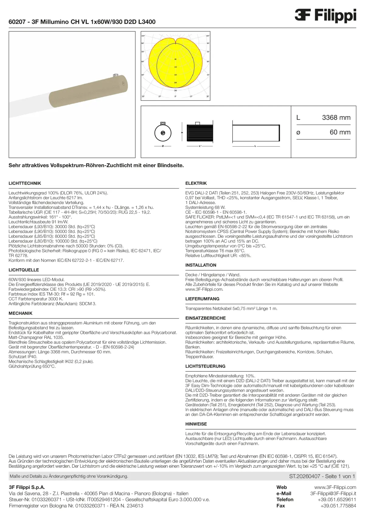 60207 - 3F Millumino CH VL 1x60W-930 D2D L3400 - Datasheet - de