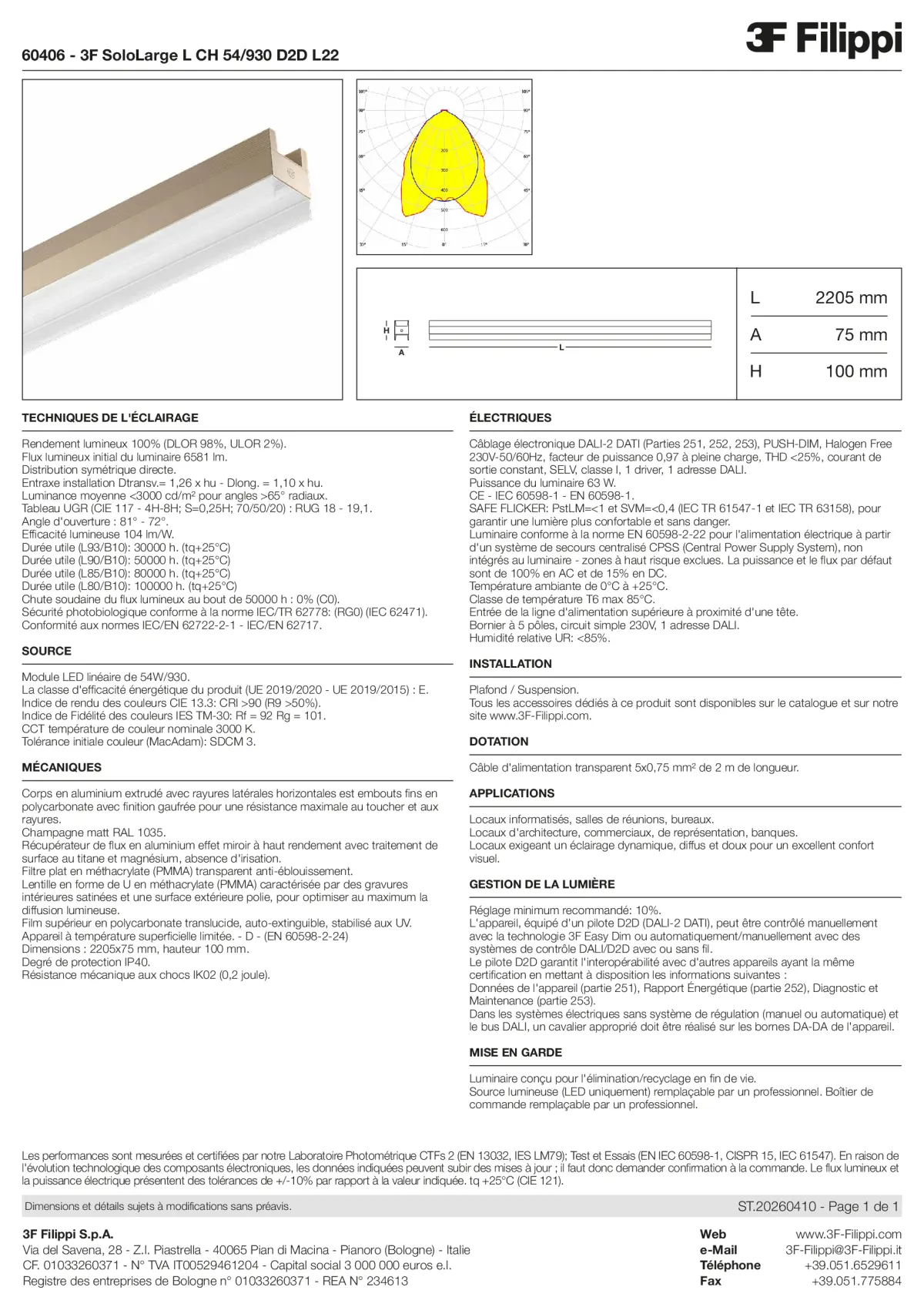 60406 - 3F SoloLarge L CH 54-930 D2D L22 - Datasheet - fr