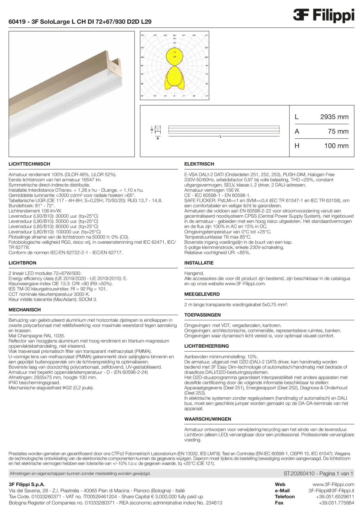 60419 - 3F SoloLarge L CH DI 72+67-930 D2D L29 - Datasheet - nl