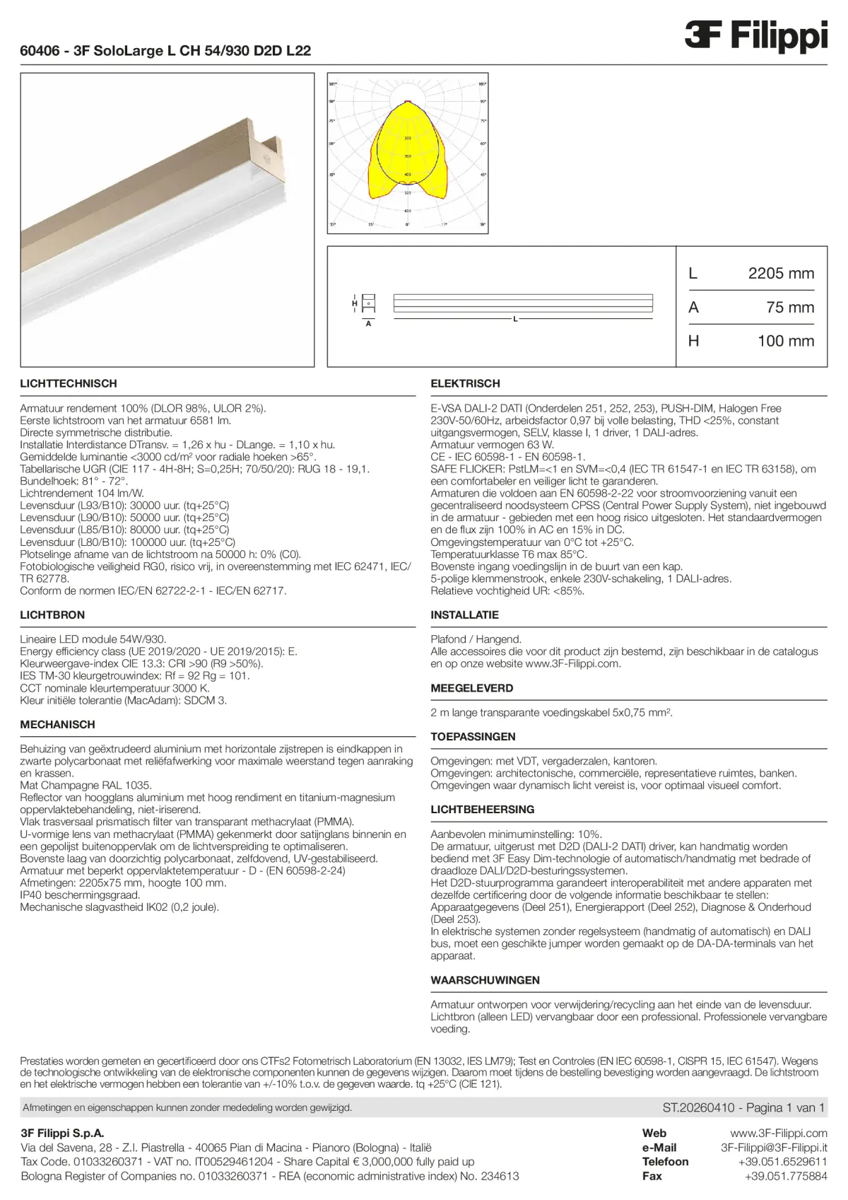60406 - 3F SoloLarge L CH 54-930 D2D L22 - Datasheet - nl