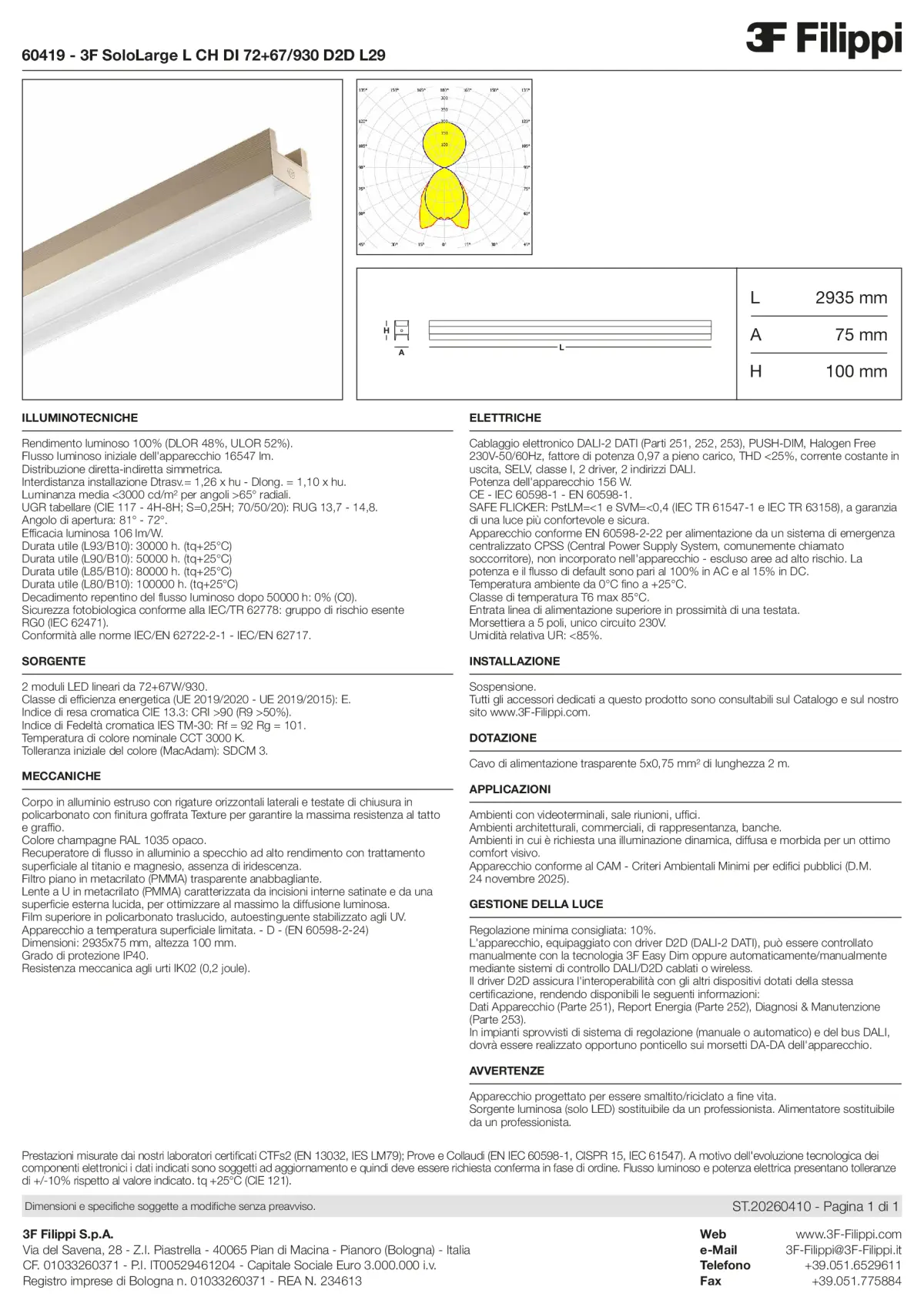 60419 - 3F SoloLarge L CH DI 72+67-930 D2D L29 - Datasheet - it