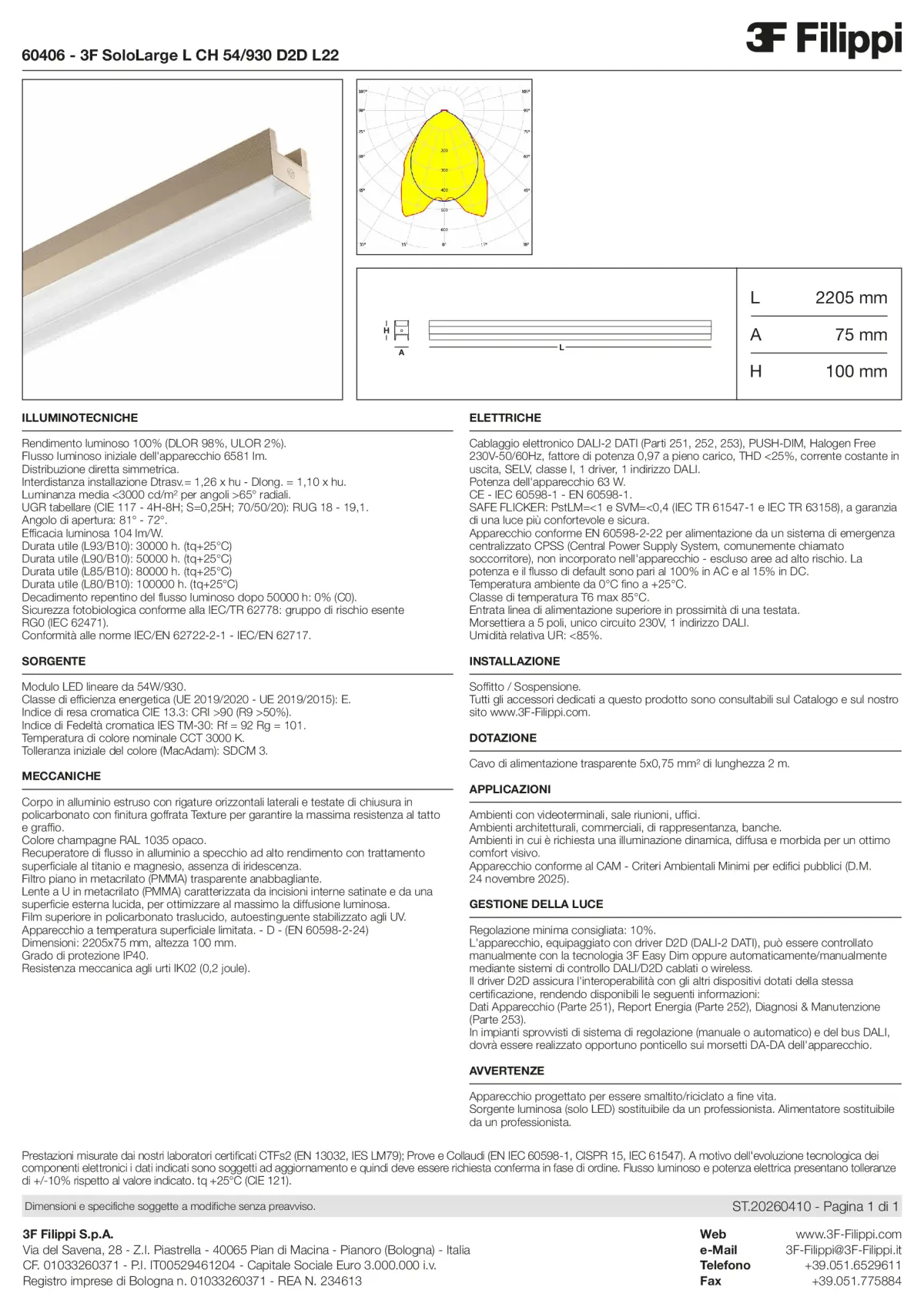 60406 - 3F SoloLarge L CH 54-930 D2D L22 - Datasheet - it