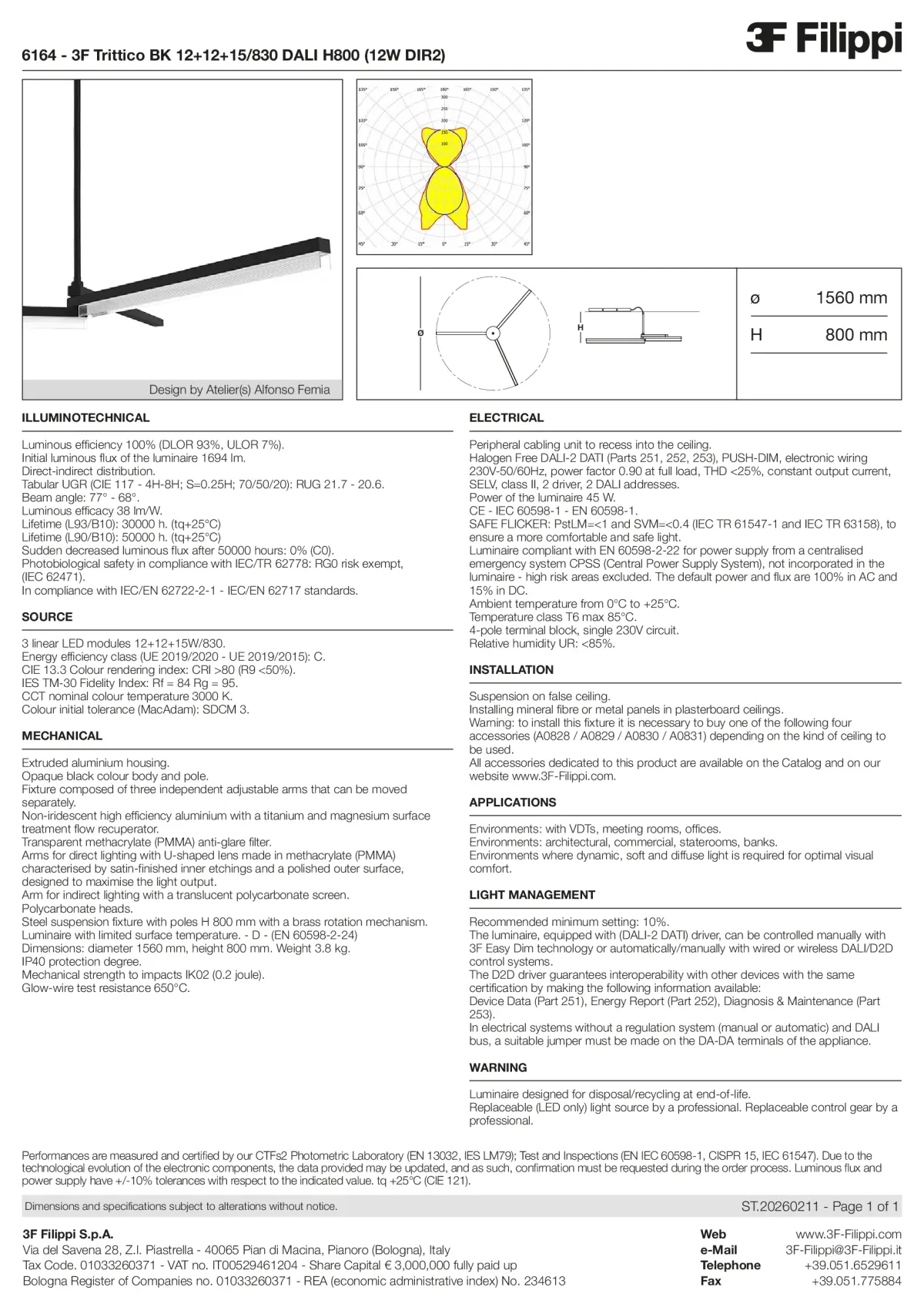 6164 - 3F Trittico BK 12+12+15-830 DALI H800 (12W DIR2) - Datasheet - en