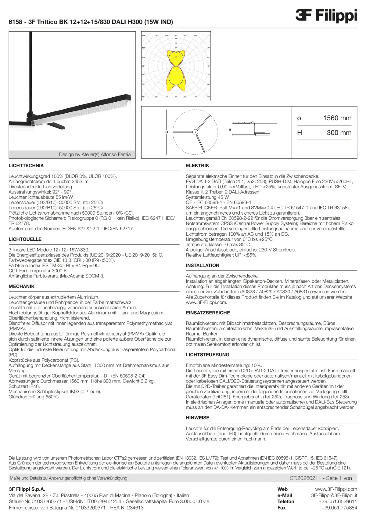 6158 - 3F Trittico BK 12+12+15-830 DALI H300 (15W IND) - Datasheet - de