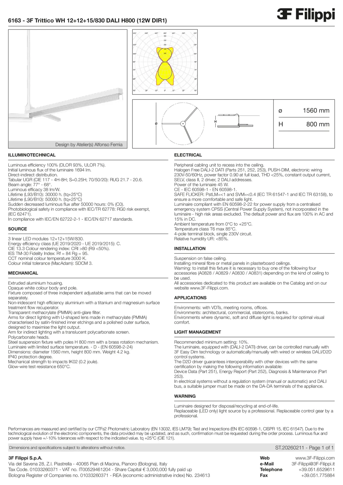 6163 - 3F Trittico WH 12+12+15-830 DALI H800 (12W DIR1) - Datasheet - en