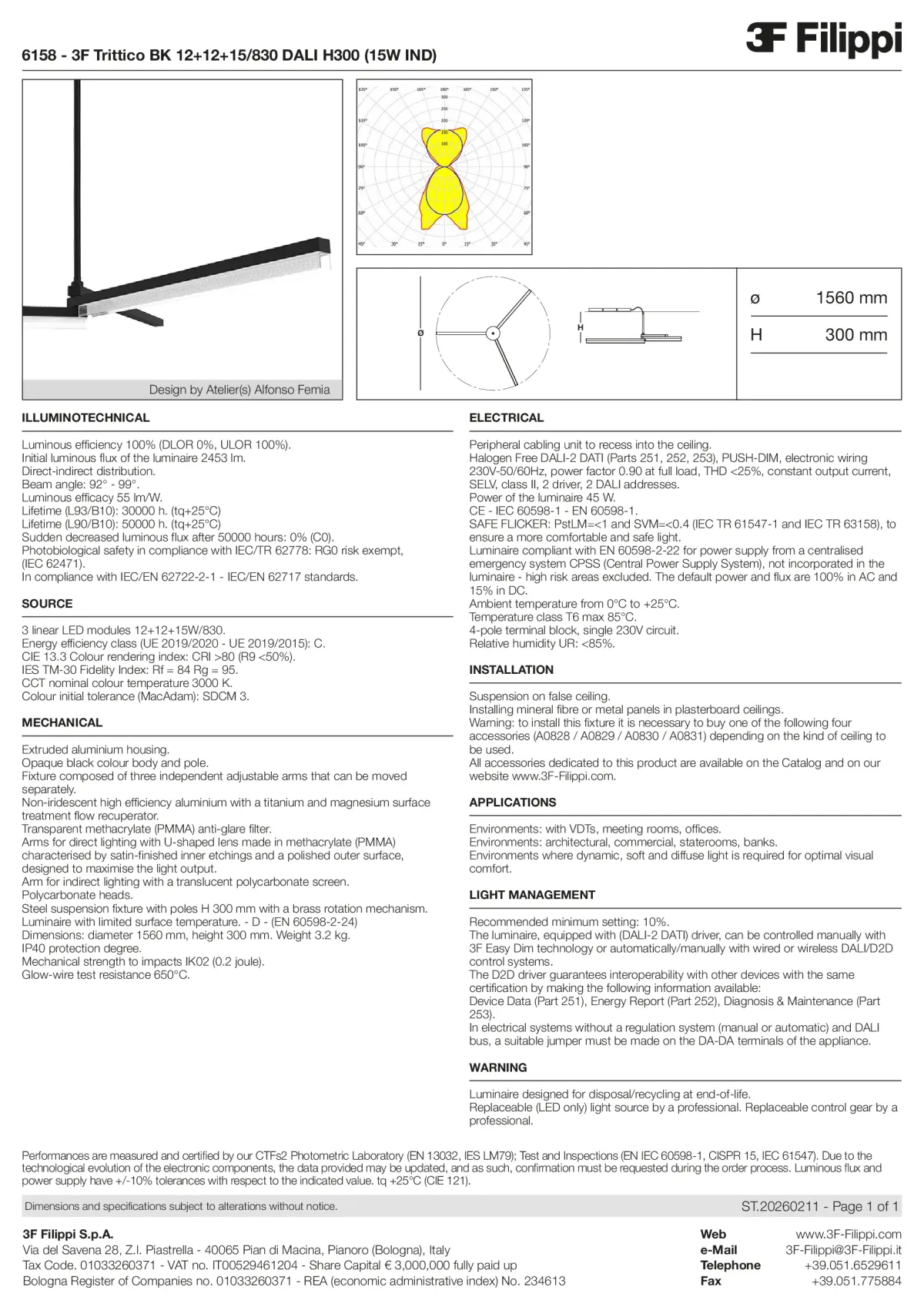 6158 - 3F Trittico BK 12+12+15-830 DALI H300 (15W IND) - Datasheet - en