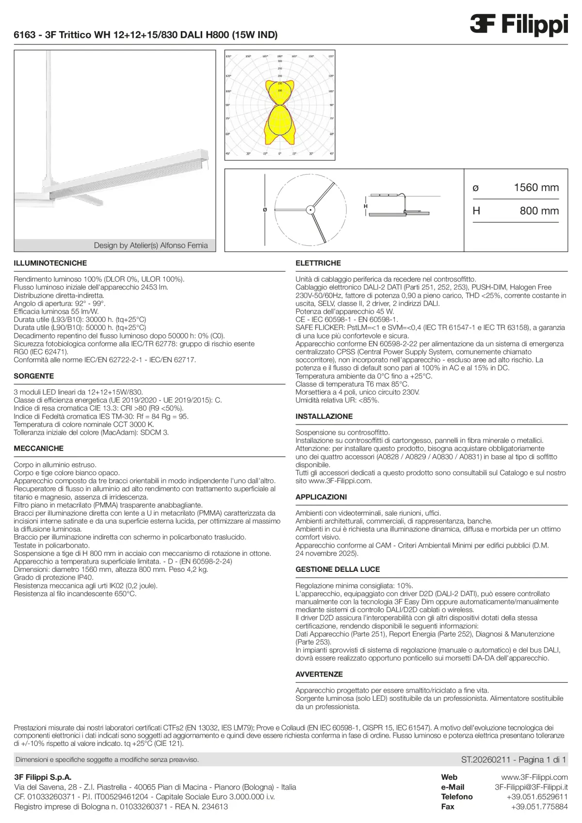 6163 - 3F Trittico WH 12+12+15-830 DALI H800 (15W IND) - Datasheet - it