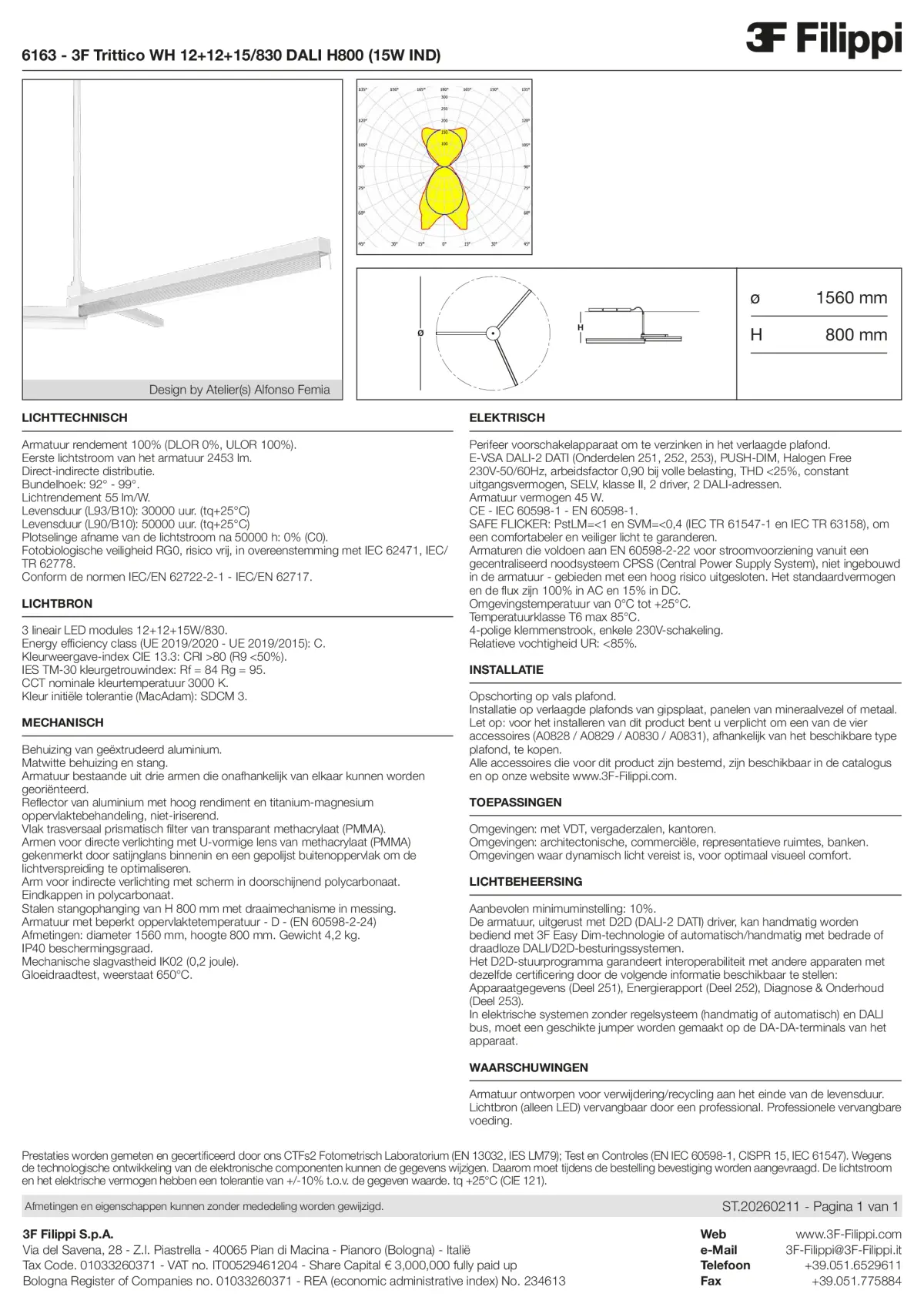6163 - 3F Trittico WH 12+12+15-830 DALI H800 (15W IND) - Datasheet - nl