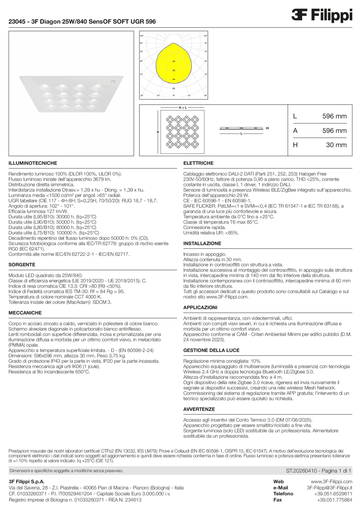 23045 - 3F Diagon 25W-840 SensOF SOFT UGR 596 - Datasheet - it